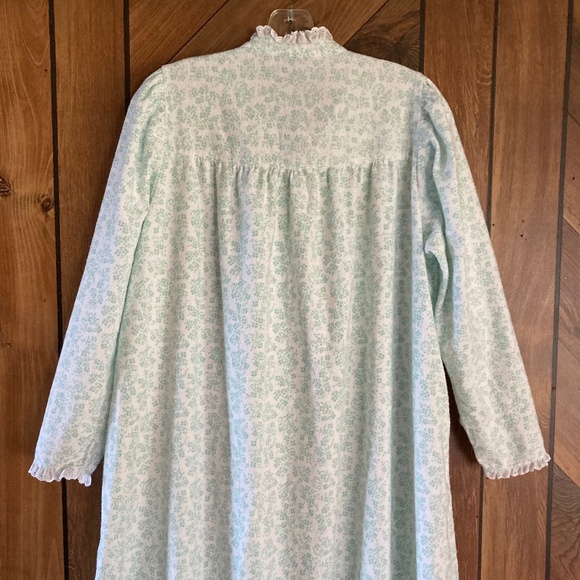 Green & White Floral LANZ OF SALZBURG Long Flannel Nightgown - Picture 6 of 7